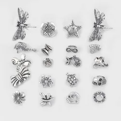 10Pcs/lot Tibetan Silver Animal Flower Shape Slider Spacer For 10mm Licorice Leather Cord DIY Bracelet Jewelry Making Findings