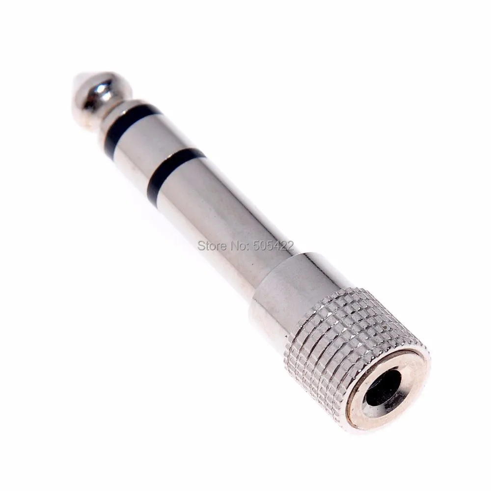 

500pcs/lot Silver 6.3mm 1/4" Male plug to 3.5mm 1/8" Female Jack Stereo Headphone Audio Adapter Metal wholesale