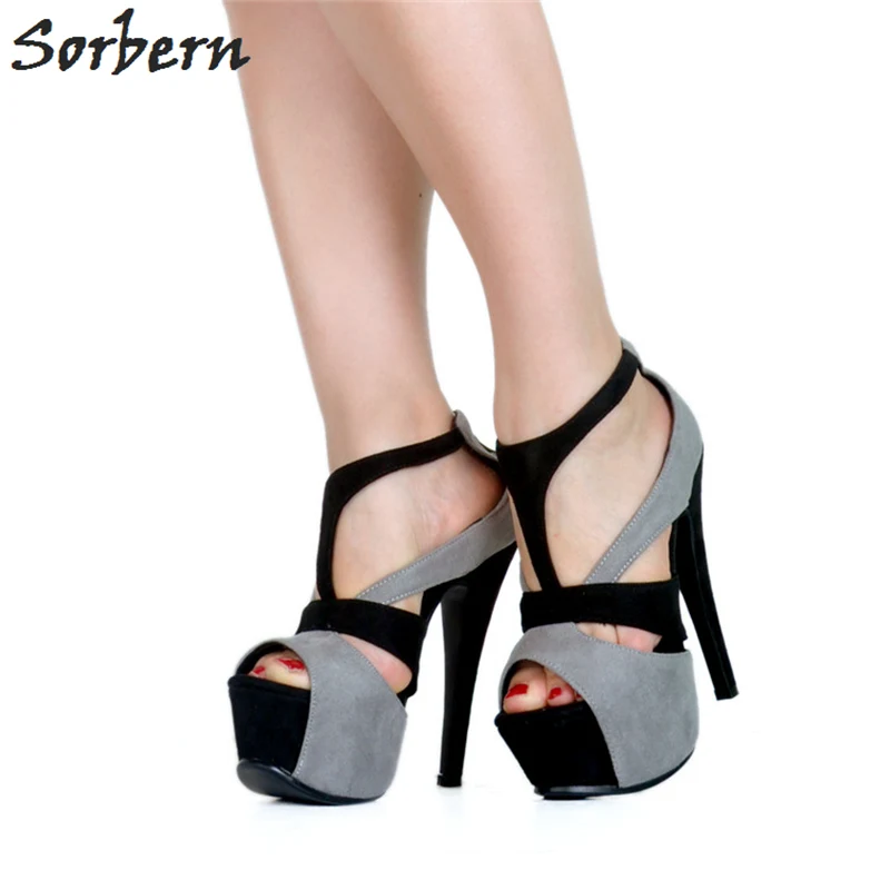 

Sorbern Extreme High Heel Women Pumps Platform Open Toe Runway Shoes Black Shoes For Women Pumps Custom Colors New