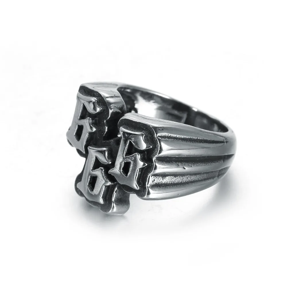 European And American Men's Punk Stainless Steel Digital 666 Ring  Jewelry