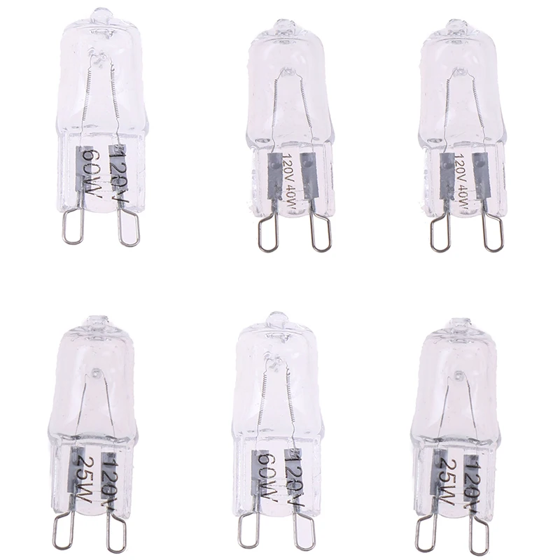 10 Pcs/Set Lamp Base G9 Bi-Pin JCD Type Halogen Light Bulbs 120V Voltage 25/40/60 Watt Wattage Pack