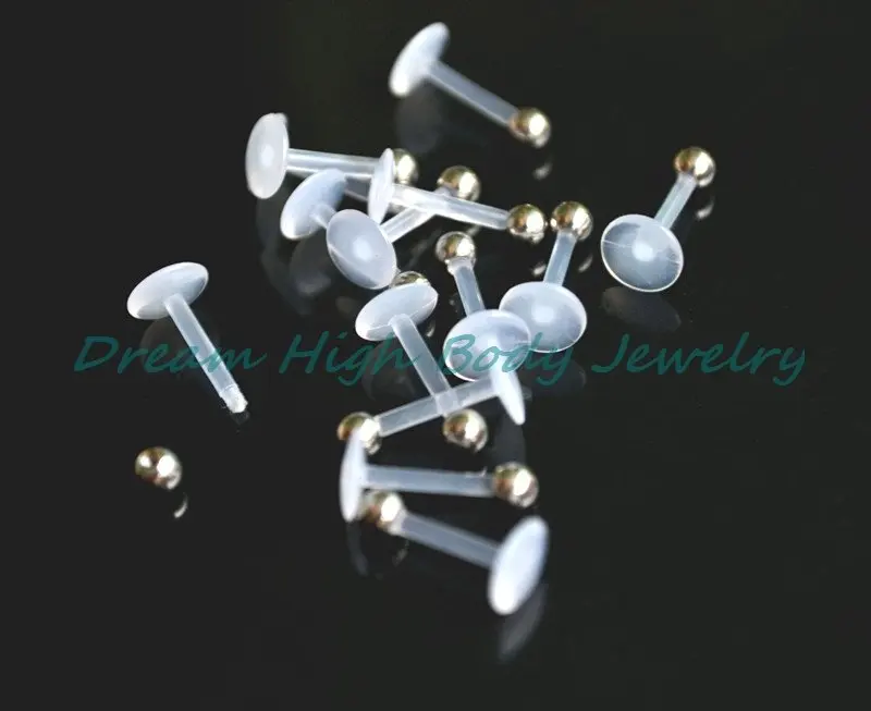 

New clear flexi lip bars Labret Stud Fashion Body Piercing Jewelry 1.2*8mm 200pcs/lot Wholesale Free Shipping 316l Steel ball