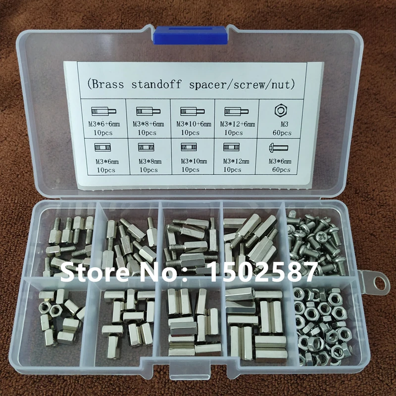 

200pcs M3*6/8/10/12 Hex Nuts Spacing Screws Brass Threaded Pillar PCB Borad Nickel brass standoff spacer kits