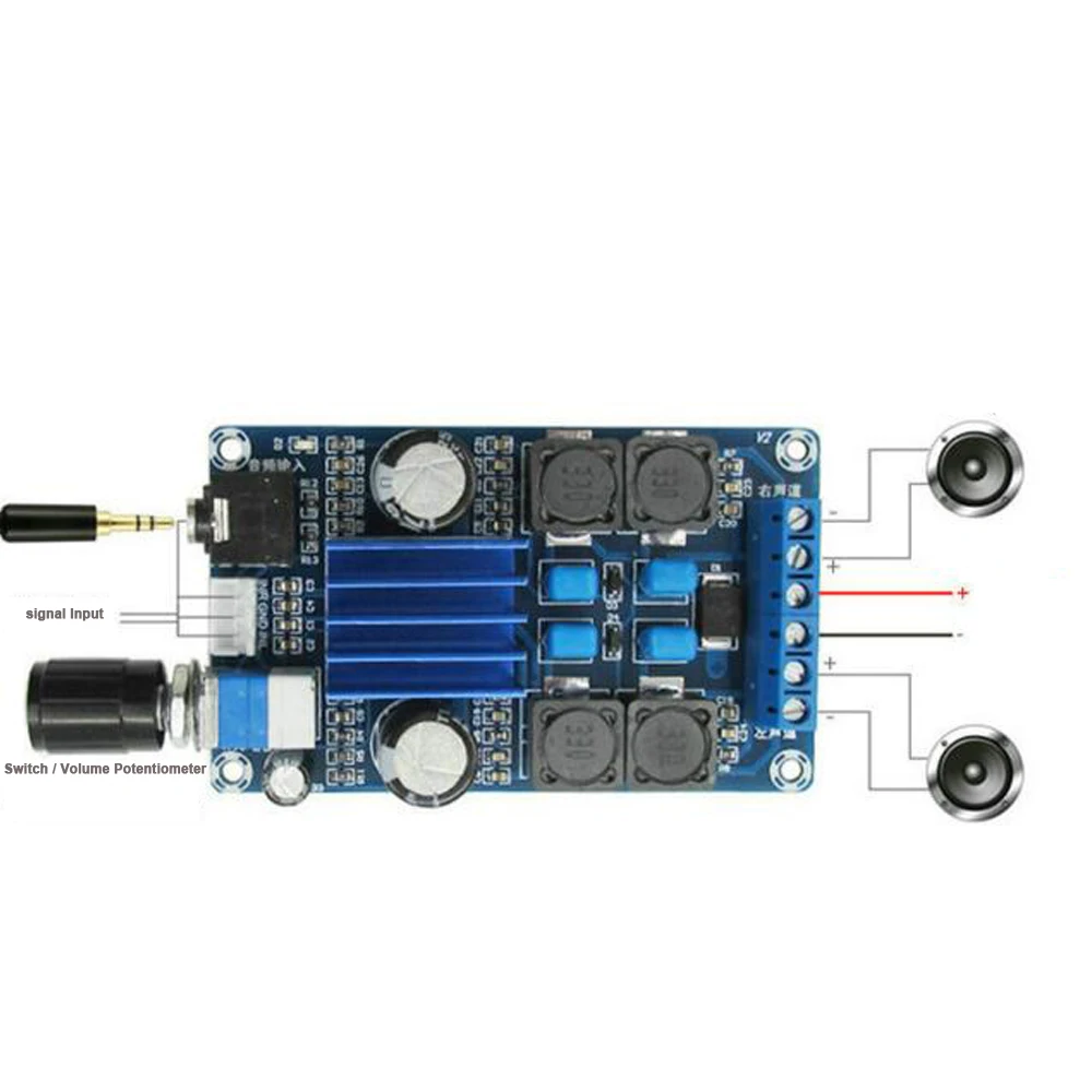12V 100W Automatic Boost Type Distortion Digital Power Amplifier Board