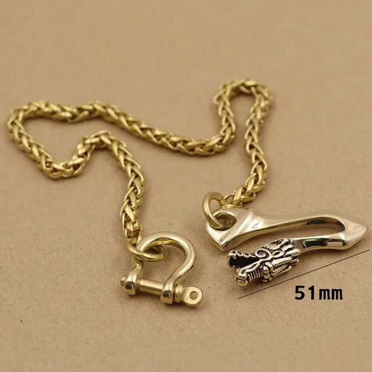 40/50/60CM Solid Brass Trousers Jeans Wallet Chain Keychain Metal Buckle Clips Snap Hook Belt Chain DIY Sewing Accessories