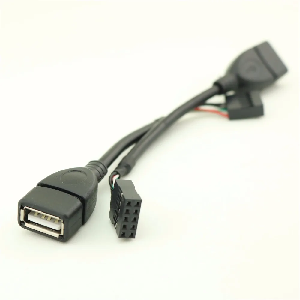 

2pcs 10cm USB 2.0 Type A Female to Dupont 9 Pin Female Header Data Motherboard Adapter Cable