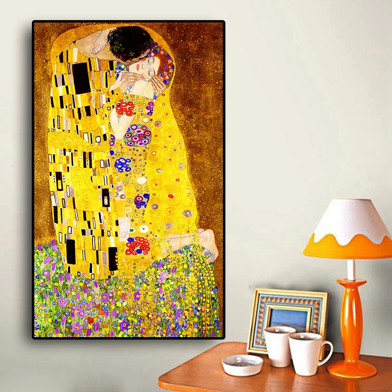 Classic Artist Gustav Klimt kiss Abstract Oil Painting on Canvas Print Poster Modern Art Wall Pictures For Living Room Cuadros - Image 3