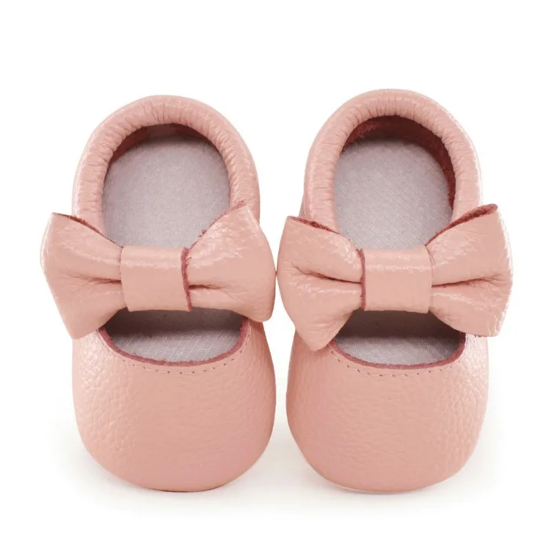 New Baby Casual Shoes Infant Toddler Bowknot  Leather Soft-Sole cow First Walker Newborn Bow Girl Moccasins