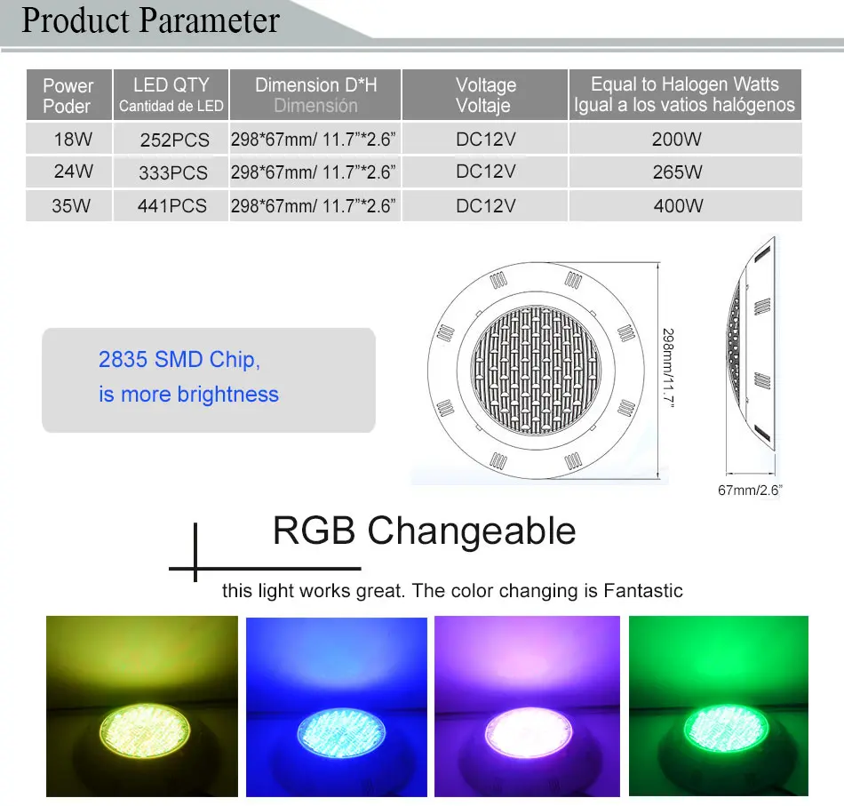 Imagem -03 - Hotook Luz Subaquática Wifi Led Piscina Luz Ip68 35w Rgb por Controle Móvel com Kit Transformador para Piscina Partyfountain