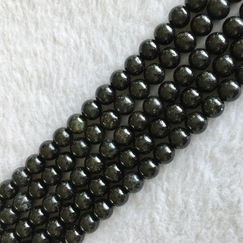 Veemake الطبيعي الأسود فلوجوبيت الحيوتيت الجولة فضفاض السلس الخرز لصنع المجوهرات 4 مللي متر 6 مللي متر 8 مللي متر 10 مللي متر 12 مللي متر 05738