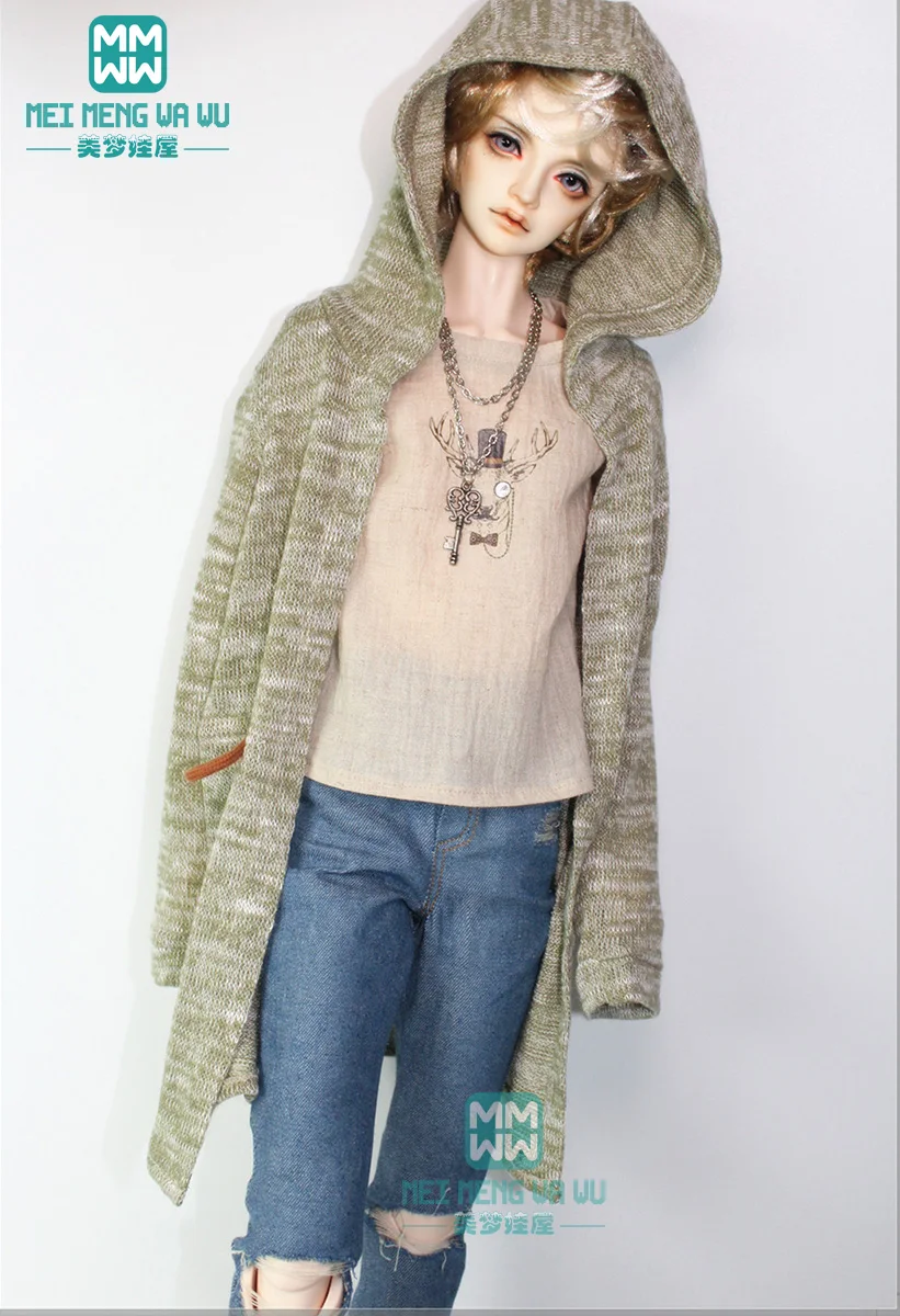 Clothes for doll fit 65-70cm DK SD17 POPO68 BJD uncle  black plaid fashion Casual plaid shirt denim trousers cardigan