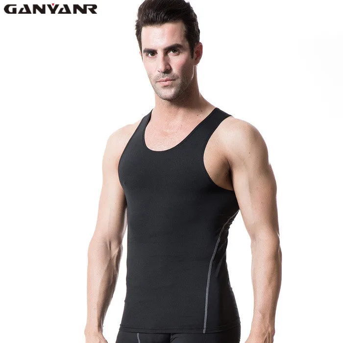 

GANYANR Brand Running Vest Bodybuilding Tank Top Compression Fitness Men Athletic Sport Sweat Singlet Low Cut Sleeveless Dry Fit