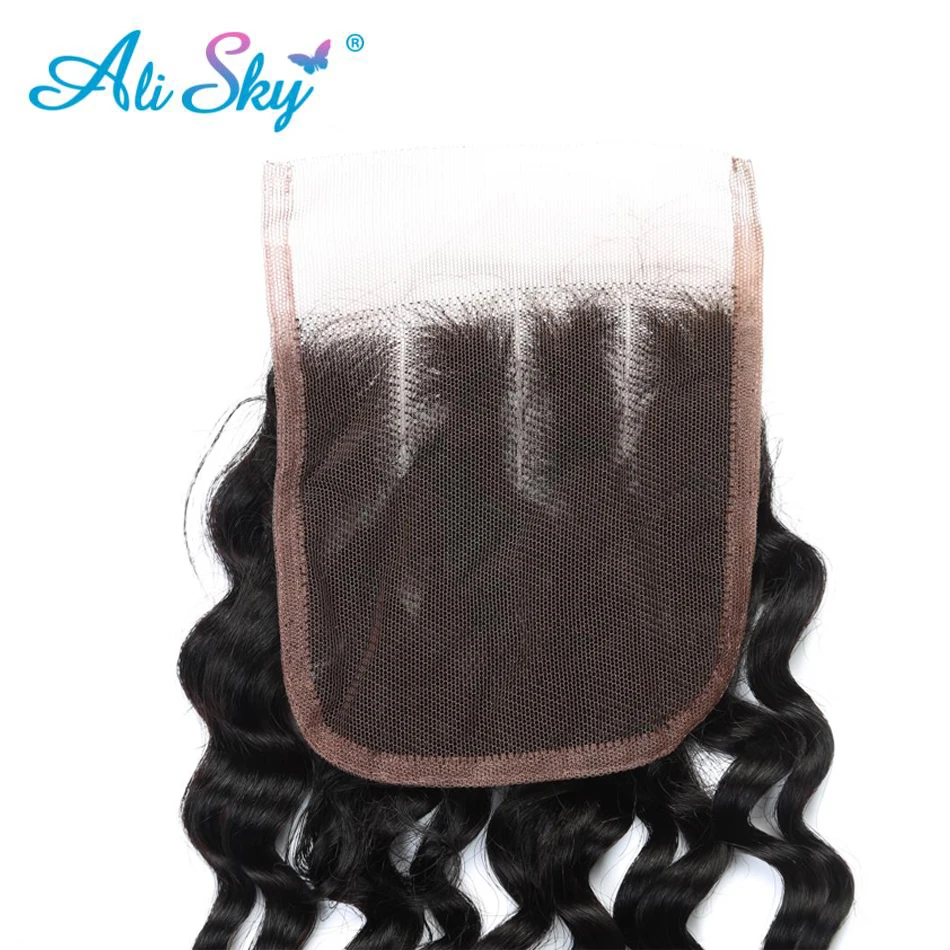 Lace Closure Deep Curly Closure 100% Human Hair Closure 4x4 Closure Brazilian Weaving Lace Frontal Closure Hair Toppe Ali Sky