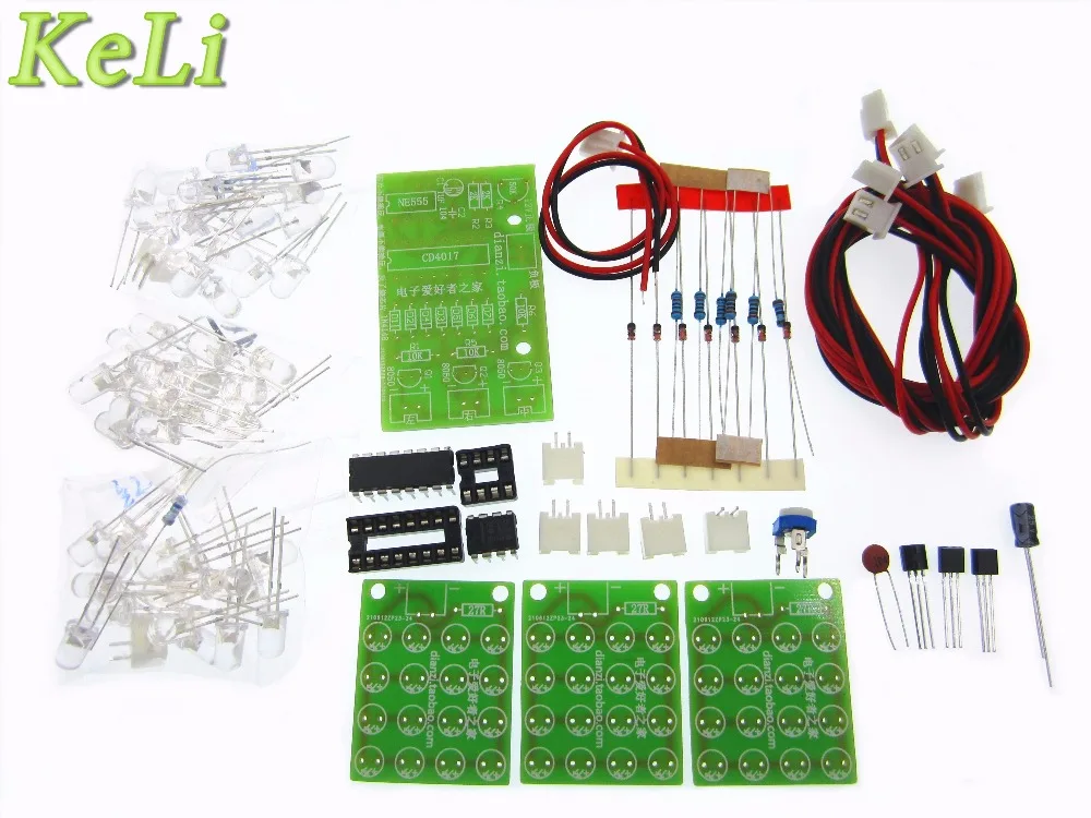 HAILANGNIAO CD4017 + NE555 Flash Light Explosion-flashing LED Suite Self DIY Electronic Kit DIY KIT for Self-Assembly