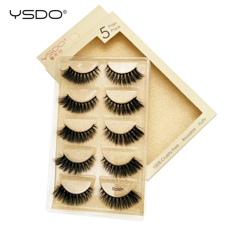 YSDO 5 أزواج الرموش الطبيعية اليدوية الرموش الصناعية ماكياج ثلاثية الأبعاد فو المنك جلدة طويلة القط رموش ملحقات فو كليوس