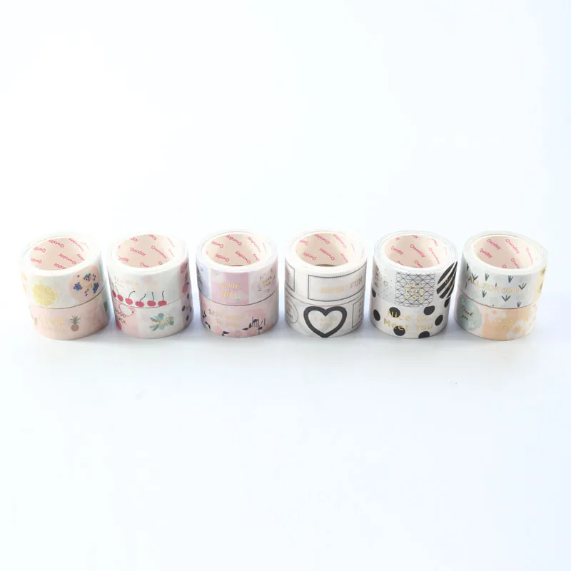 Domikee New cute creative school student gold foil decorative washi tapes stationery,kawaii DIY masking tapes for greeting card