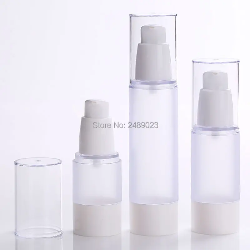 100 pcs/lot 15ml 30ml 50ml Empty Frosted Body Bottles Refillable Airless Vacuum Pump Lotion Makeup Container