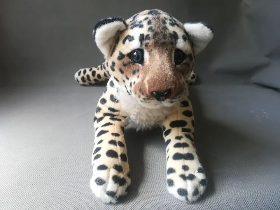 about 42cm real life toy lying leopard plush toy soft doll toy birthday gift h2379