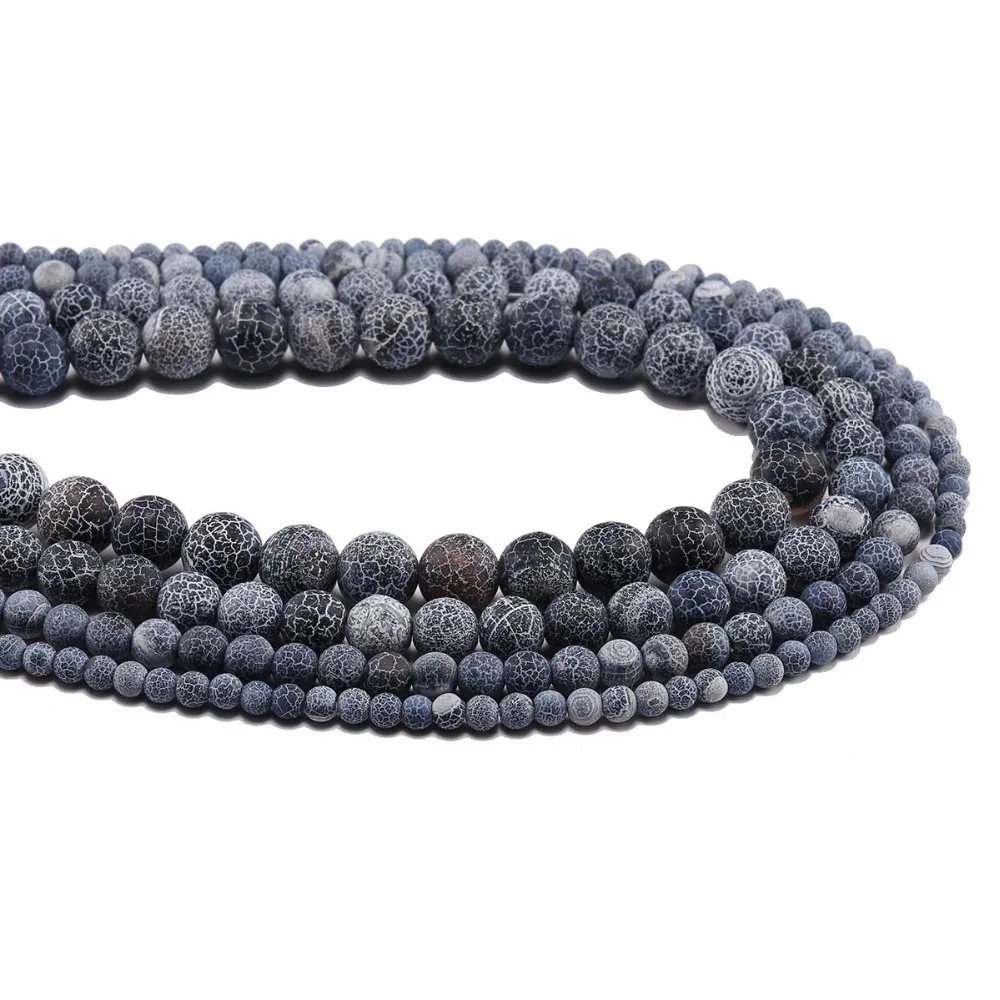 1strand/lot 4 6 8 10 12 mm Weathering Natural Stone Frost Crab Agates Round Spacer Bead For Jewelry Making DIY Necklace Bracelet image 4