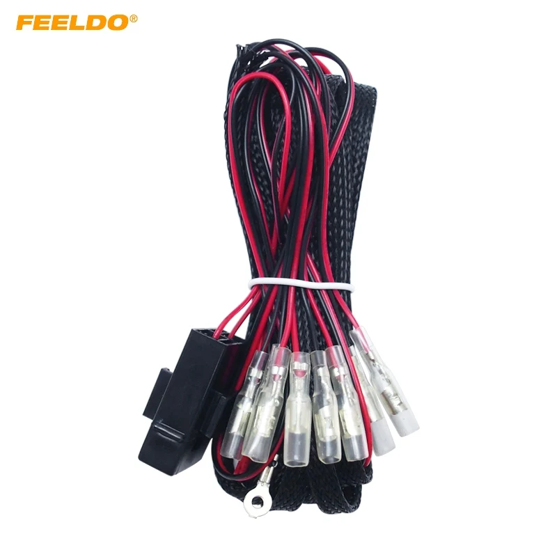 FEELDO 1PC Universal 4-Connector Wiring Harness Power Adapter Kits For Car CCFL/LED Angel Eyes Light Installation #HQ5632