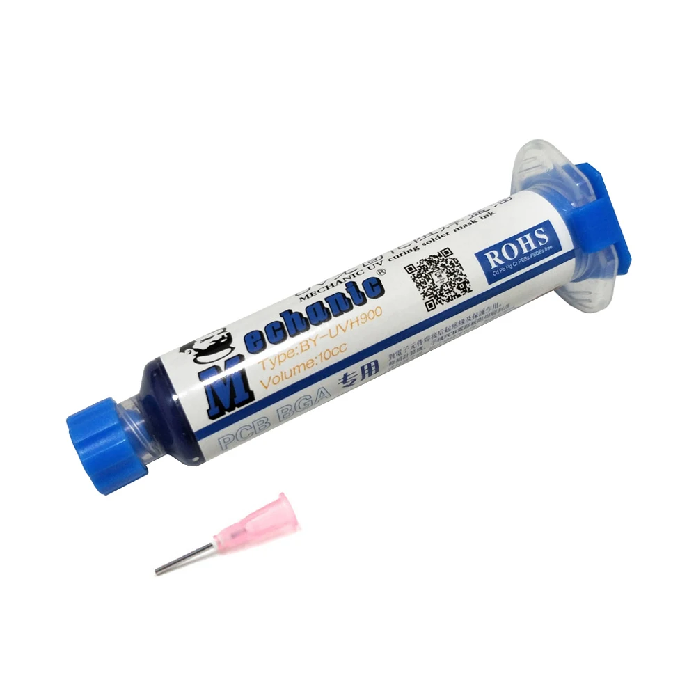 

1pcs Mechanic BY-UVH900 Blue UV Curable Solder Mask For PCB Circuit Board Protect Repair Service Soldering Paste Flux + Neddles