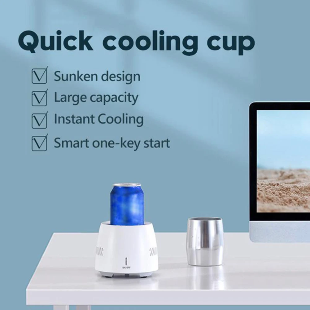 350ml Instant Cooling Cup Portable Cooling Cup Mini Electric Drink Cooler Cup Car Home Summer Instant Cooling Freezer US Plug