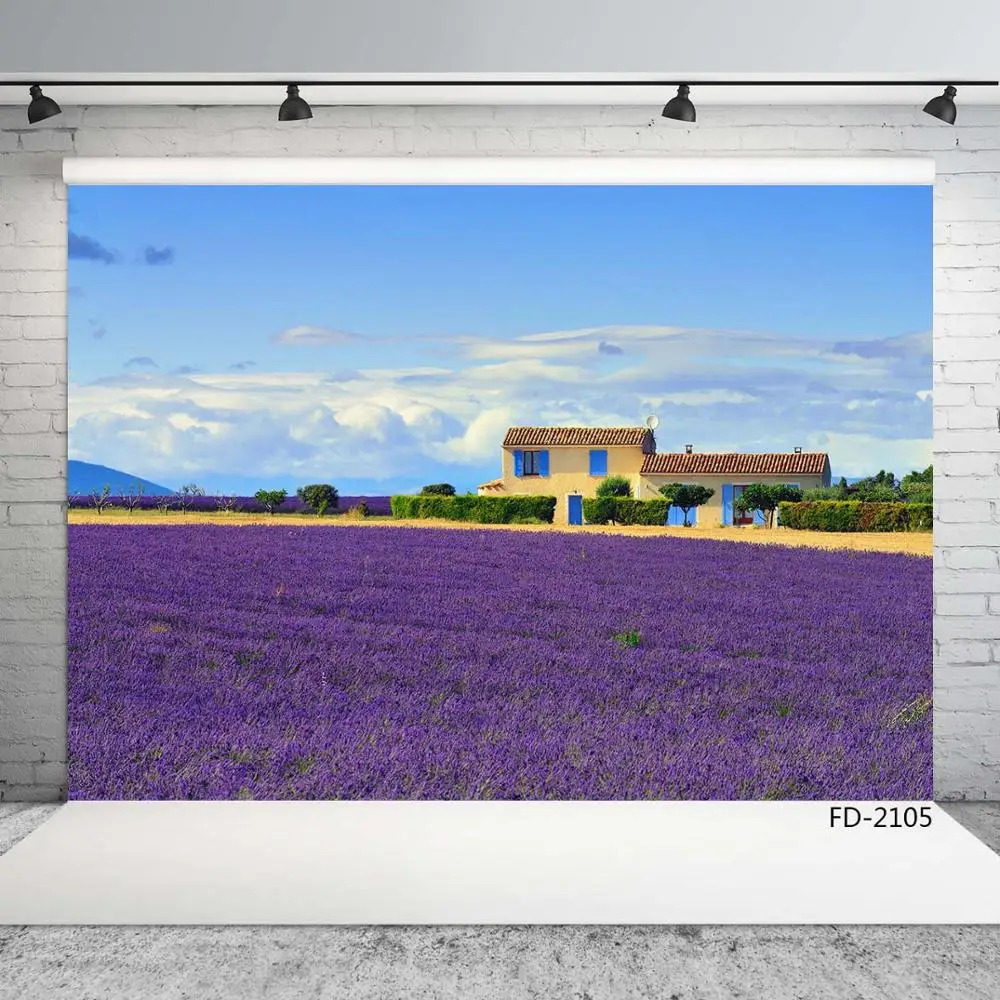 Purple Lavender Sky House Vinyl Photo Background Scenic Computer Printed Photography Backdrops Photocall  Photo for Wedding