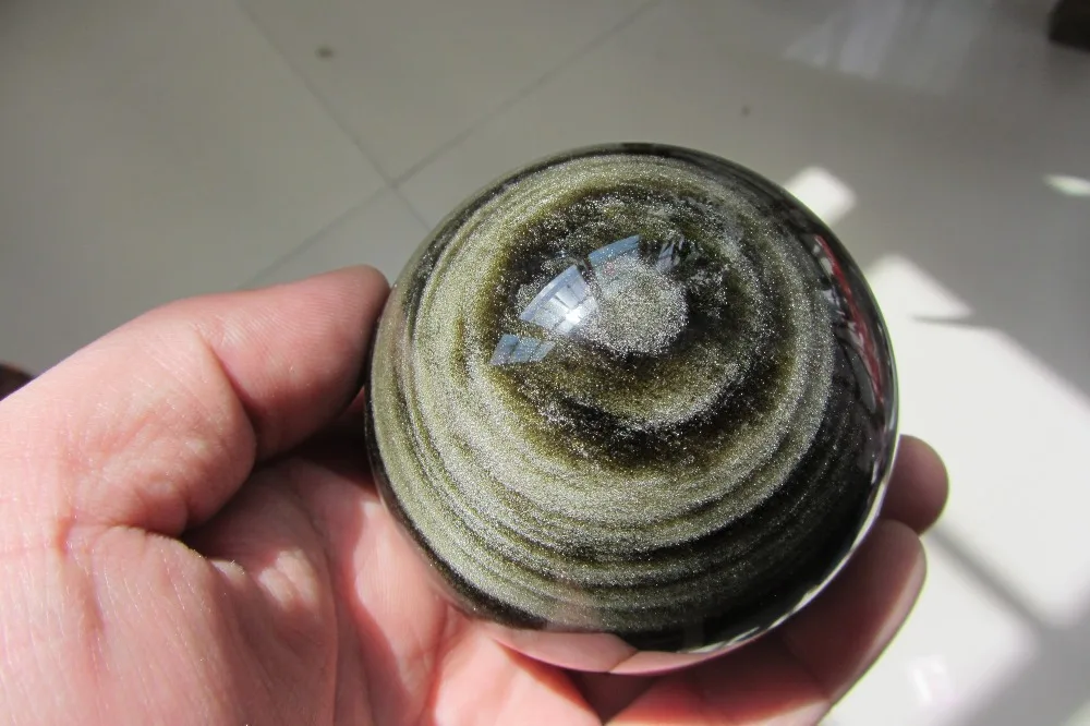 449.7g  NATURAL OBSIDIAN POLISHED SPHERE BALL Distinctive HEALING