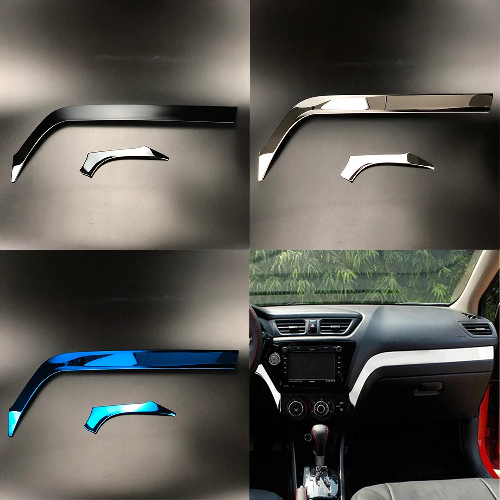 Car-styling Interior Stainless Steel Center Console Dashboard Decorative Overlays trim Sticker Case fit For Kia K2 Rio 2011-2016