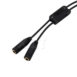 Najnowszy 3.5mm męski na 2 żeńskie Stereo Audio Y kabel rozgałęziający z regulacją głośności do telefonu MP3 PC Laptop