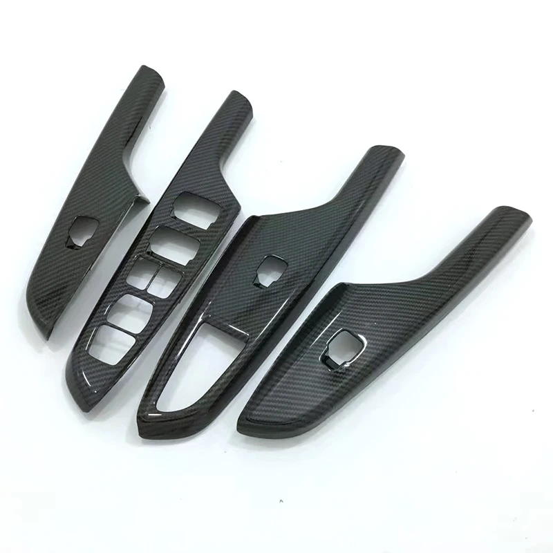 For Hyundai Kona Encino 2018 2019 ABS Carbon Fibre LHD Window Glass Lift Door Panel Cover trim Car Styling Accessories 4PCS