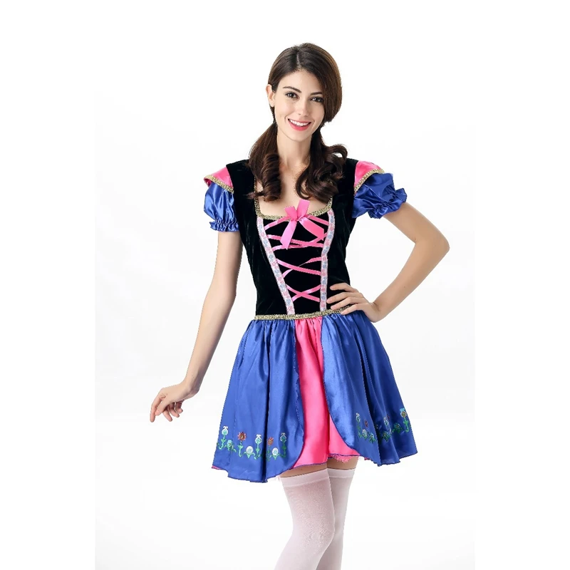 New Arrival Adult Snow White Costume Fancy Dresses Fairy Tale Princess Fancy Dress Halloween Costume Biancaneve Blanche neige