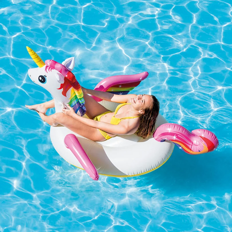 e-Goes 57561 Inflatable Kid & Adult Swimming Pool Ride-On Colorful Unicorn Float