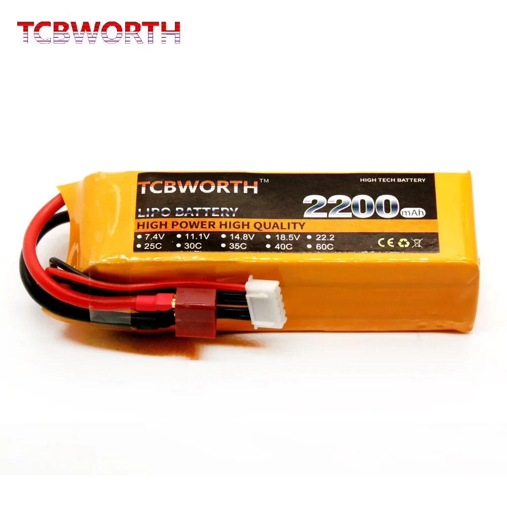 TCBWORTH Batteries 4S 14.8V 2200mAh 25C 35C 60C RC Toys LiPo Battery For RC Airplane Helicopter Quadrotor Drone Car Boat 4S LiPo