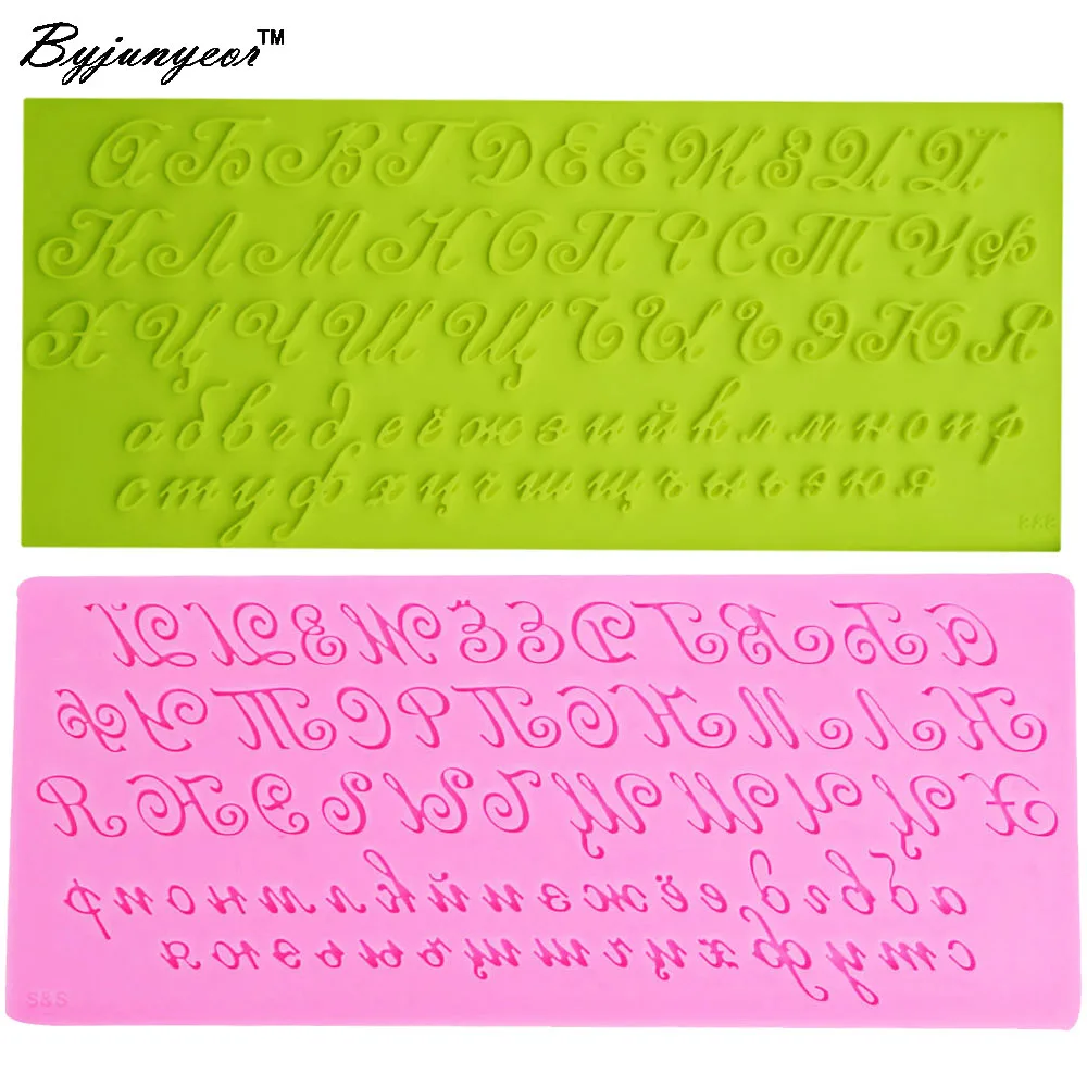 Byjunyeor M471 Letters Epoxy UV Resin Silicone Mold Cake Decoration Fondant Cake 3D Mold Food Grade  24.6*10.3*0.6cm