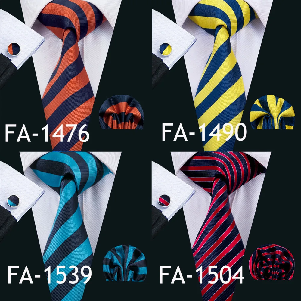 Barry.Wang Designer Men\'s Ties For Men 22 Colors Ties Set Fashion Woven Neck Tie Hanky Cufflinks Set For Wedding Party Business