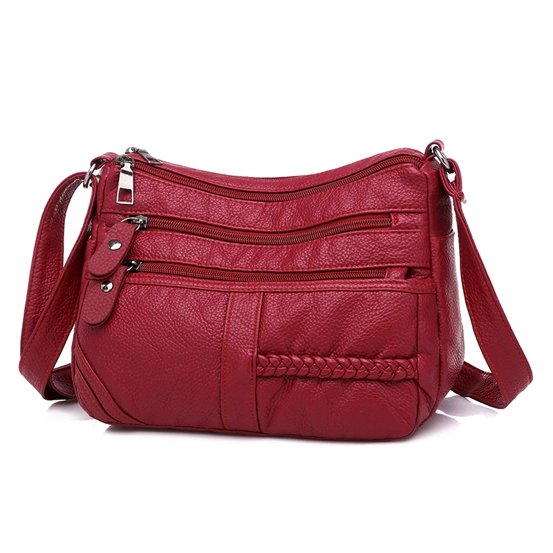 Annmouler Fashion Women Bag Pu borsa a tracolla in morbida pelle borsa a tracolla multistrato borsa piccola di qualità borse a mano rosse di marca