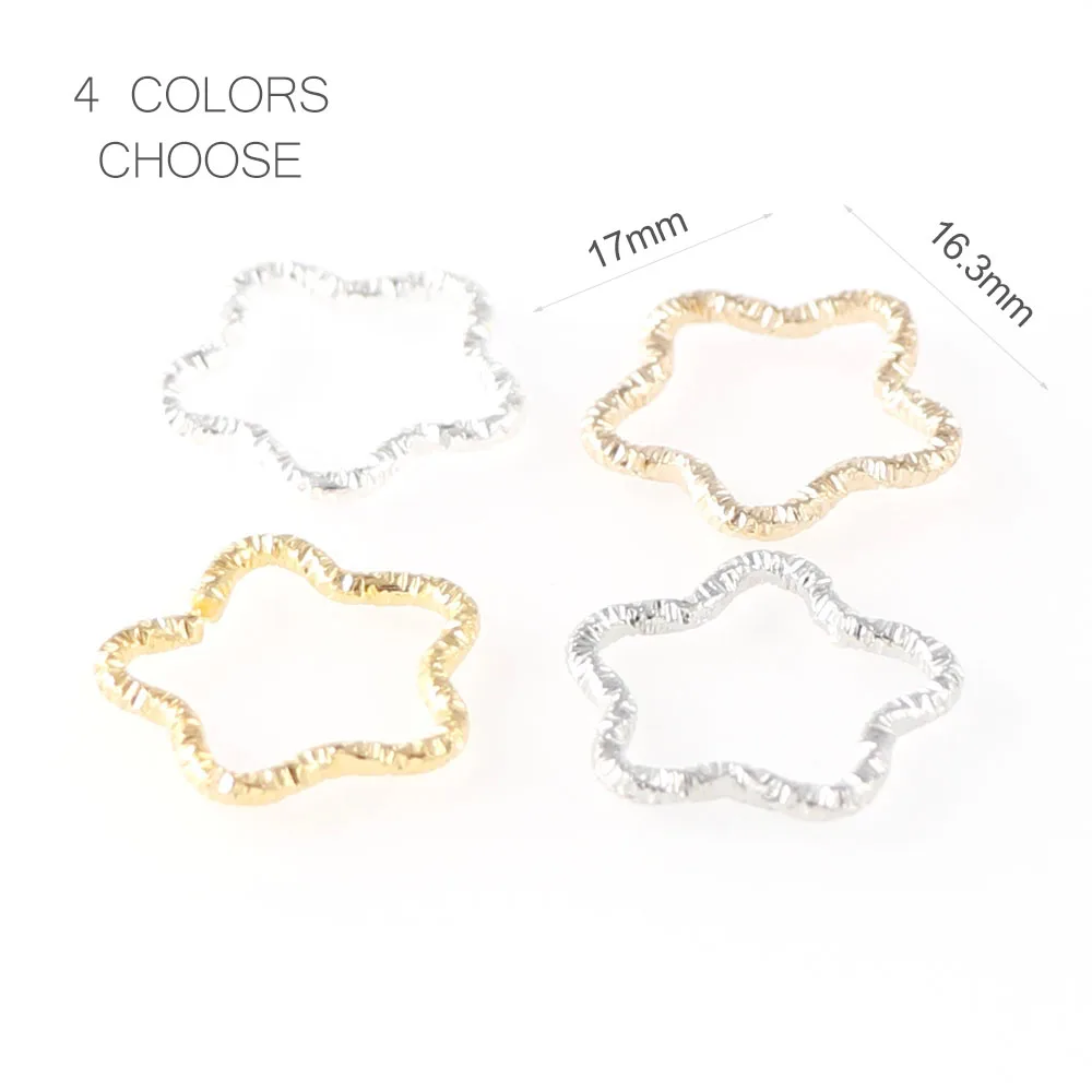 4Color 50Pieces Korean Style Plum Blossom Jump Rings fashion Twisted Copper Closed Rings For Diy Fashion Jewelry Accessories