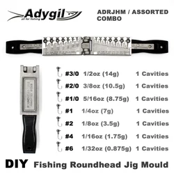 Adygil DIY Fishing Roundhead Jig Mould ADRJHM/ASSORTED COMBO 1/32oz, 1/16oz, 1/8oz, 1/4oz, 5/16oz, 3/8oz, 1/2oz 7 Cavities
