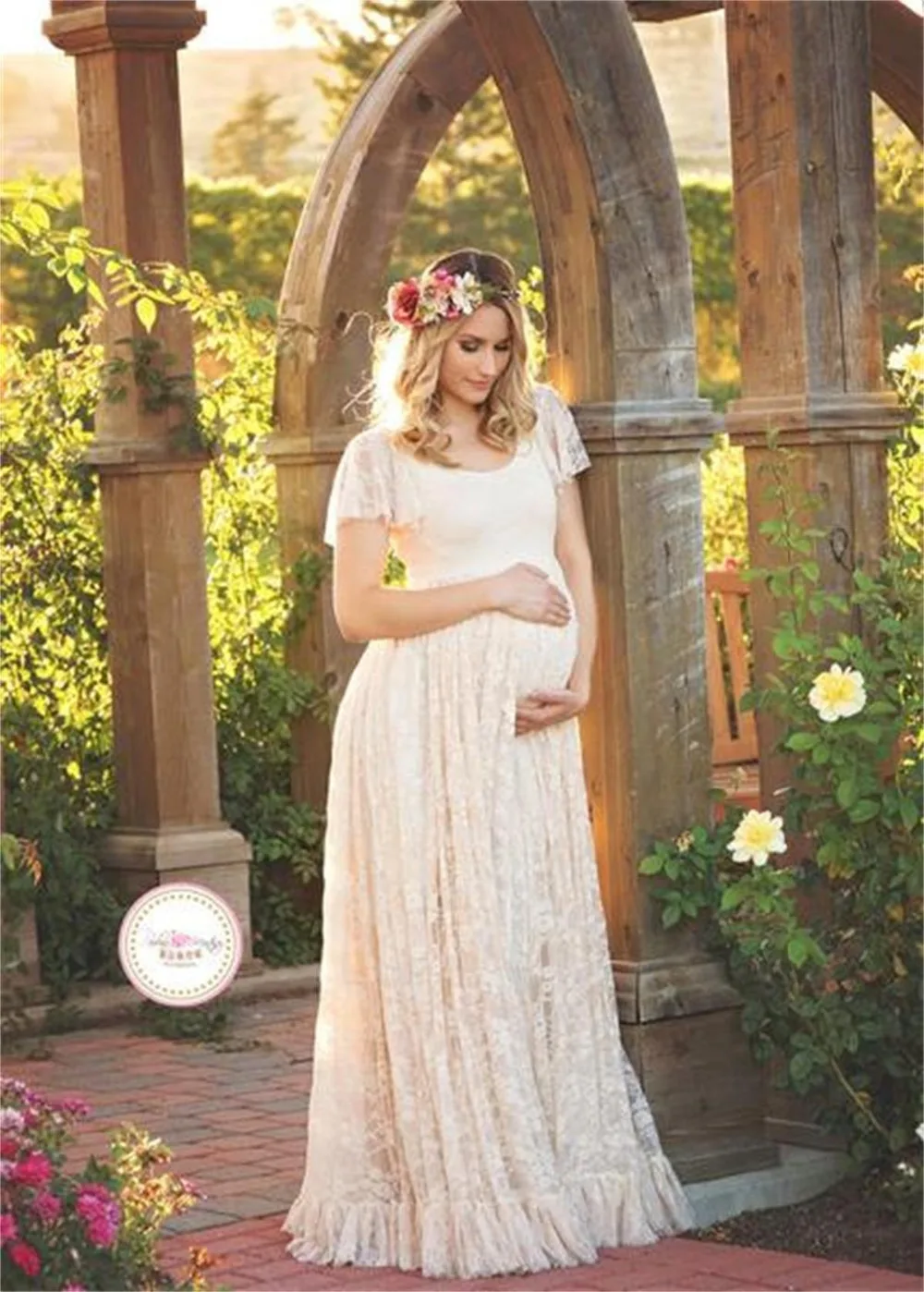 2023 Women White Skirt Maternity Photography Props Lace Pregnancy Clothes Maternity Dresses For pregnant Photo Shoot Clothing