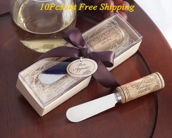 (10 Pieces/lot) Practical Bridal shower favors of Vintage Reserve Stainless-Steel Spreader with Wine Cork Handle Wedding favors