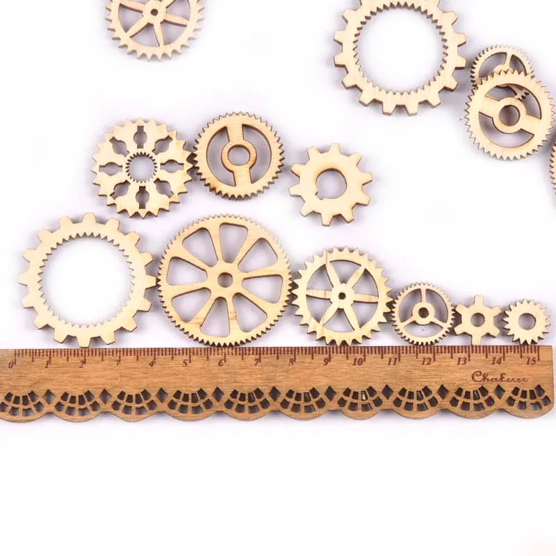 20Pcs 13-40mm Mixed Wheel Gear Wooden Carfts Embellishments For DIY Home Decoration Wood Slices Scrapbooking Handmade M1816