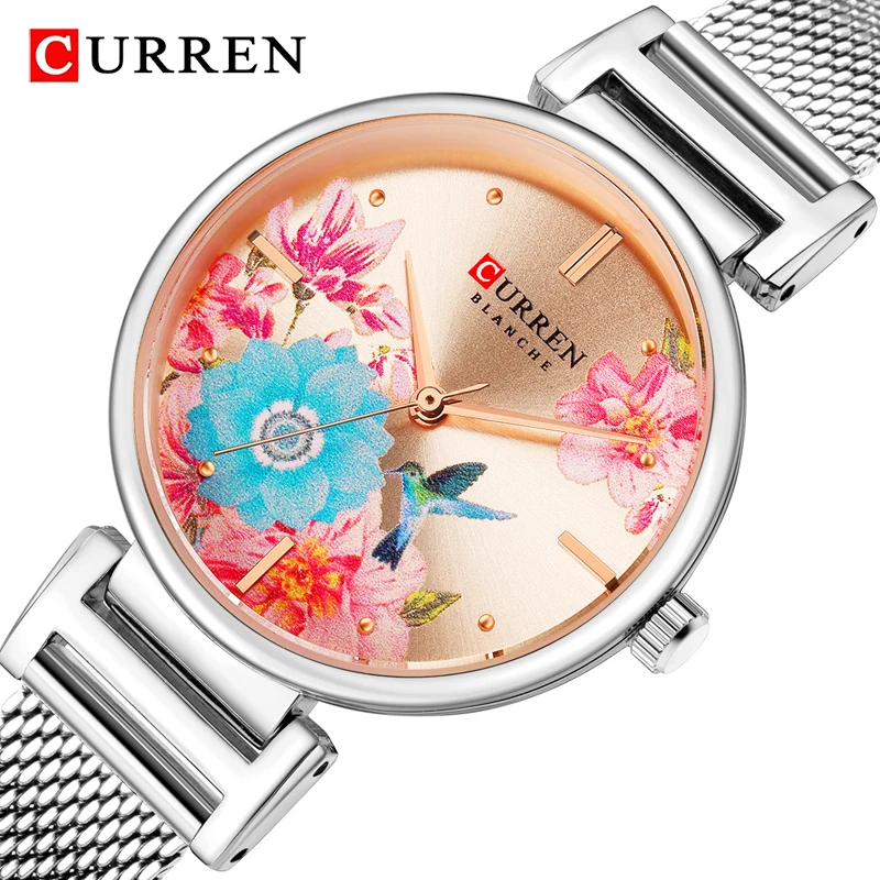 

CURREN Fashion Flower Women Watch Top Brand Luxury Rose Gold Women's Bracelet Watch Ladies Wrist Watches Relogio Feminino