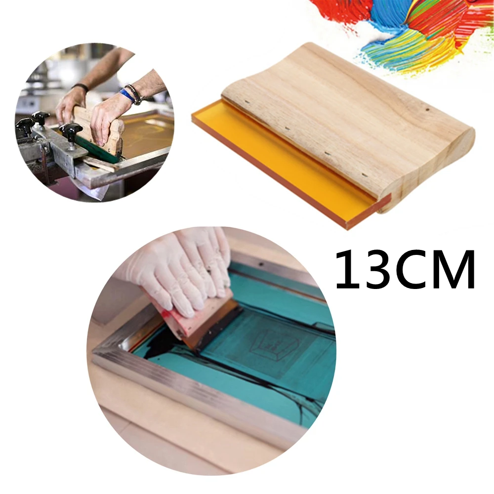 13cm Sharp Head Silk Screen Printing Squeegee Blade With Wood Handle DIY 75A Silkscreen Printing Ink Rubber Scraper Board Tools