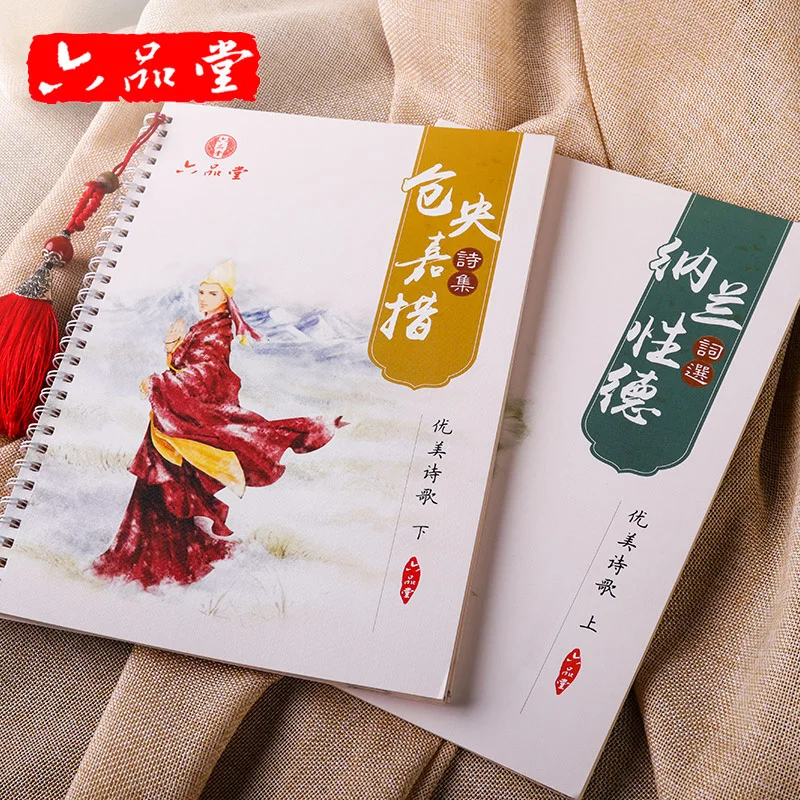 Liu PinTang 2 stks/set Pen reguliere script voor volwassen Herbruikbare Nalan Xingde/Cangyang Gyatso Groef Kalligrafie Praktijk Schrift