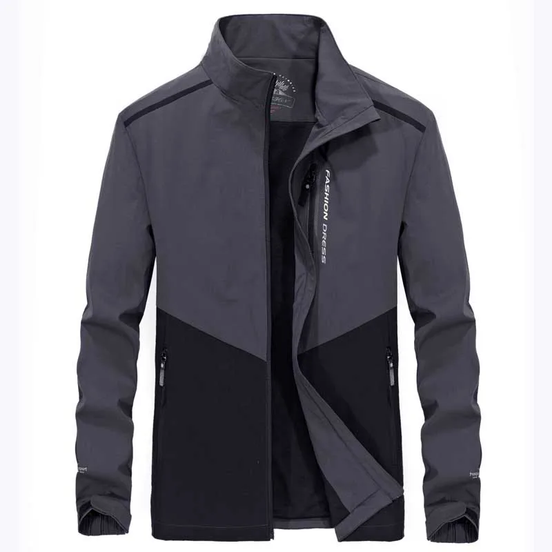 

High Fashion Trend Stand Collar Jacket Men Casual Jacket Patchwork Colr Windbreaker Tactical Military Cool Jacket Coat Clothes