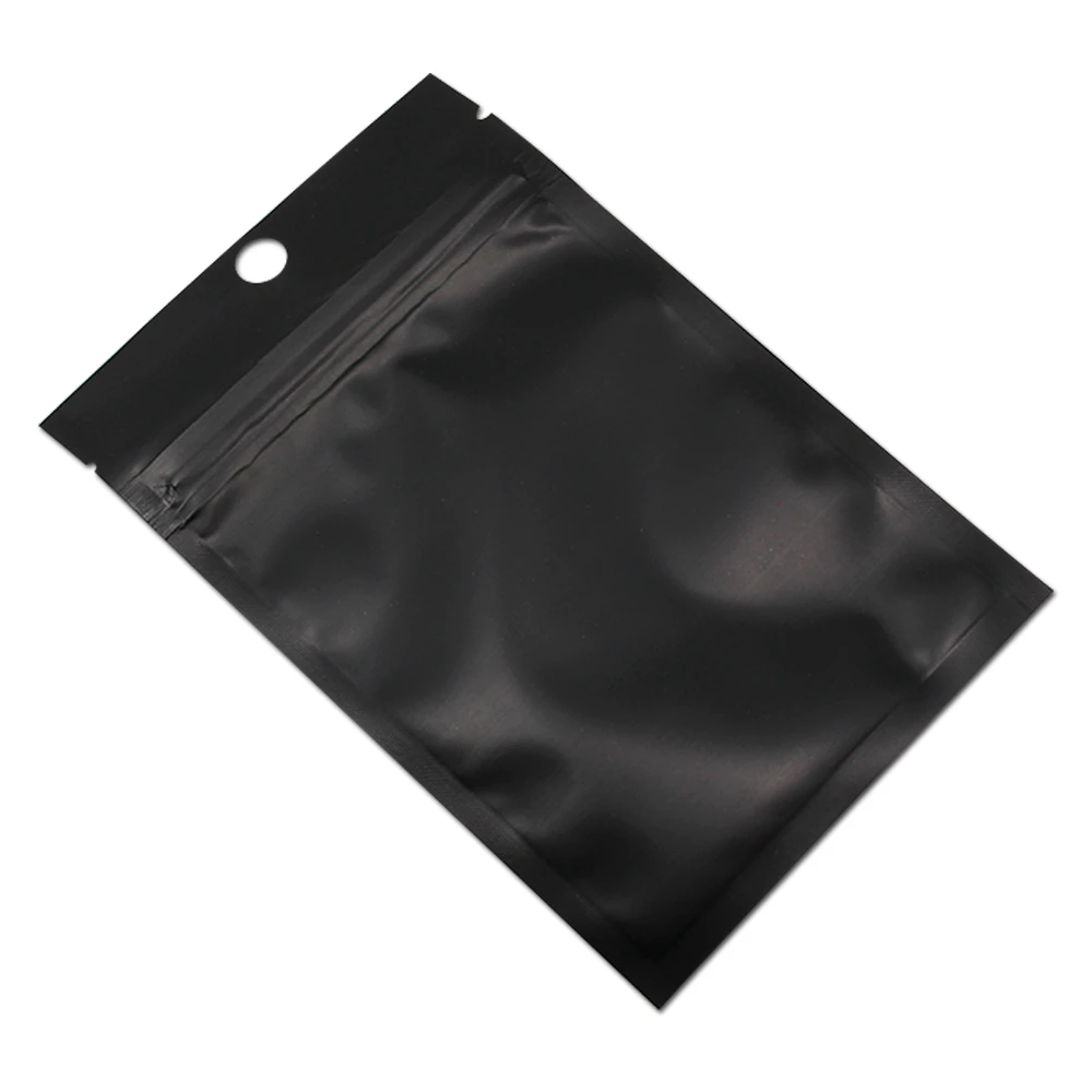 

700Pcs/Lot 10*18cm Matte Black/Clear Plastic Zipper Pack Packing Bag With Hang Hole Zip Lock Self Seal Package Packaging Bags