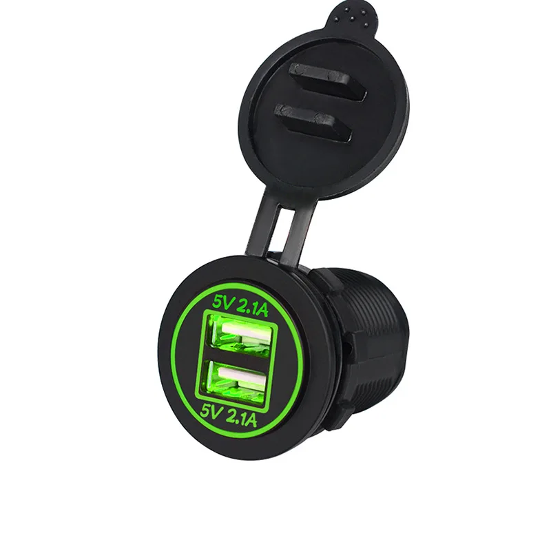 USB 3.0 Fast Charging Connector 12V to 5V 12-24V Charger Motorcycle Dual Socket Charger Adapter Outlet Power Light With LED Lamp image 3