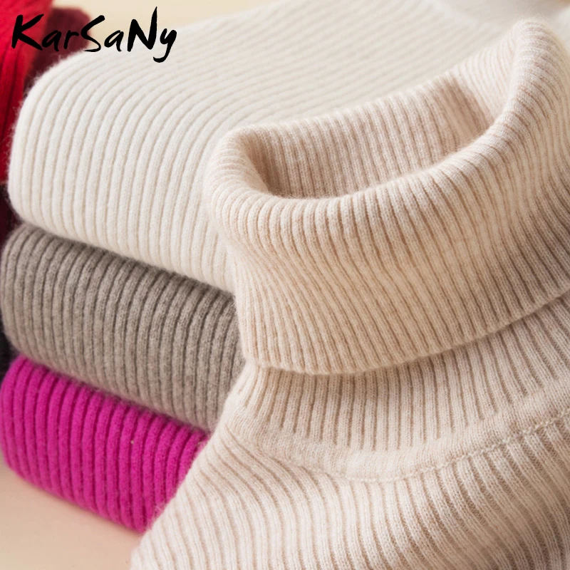 KarSaNy Jumper Women Turtleneck Sweater Knitwear Thick Winter Women\'s Turtleneck Pullover Sweater Yellow Sweaters Female 2019