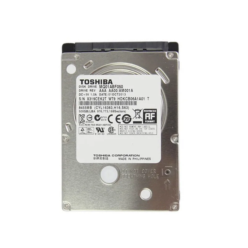 قرص القرص الصلب للكمبيوتر المحمول توشيبا 500 جيجابايت محرك الأقراص الصلبة الداخلي HD 2.5 بوصة 5400 دورة في الدقيقة 7 ملم SATA 2 MQ01ABF050 لأجهزة الكمبيوتر المحمول Fujitsu Satellite HP Dell